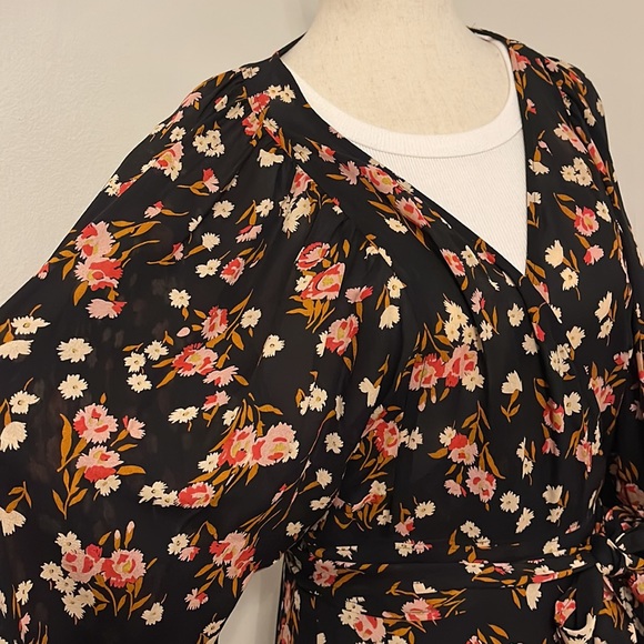 ALC Carlo Silk Mini Wrap Dress Balloon Sleeves Sz 8 - Picture 6 of 16